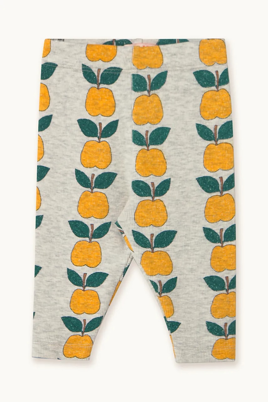 Tinycottons leggins bebe APPLES RIB BABY PANT culoarea bej, cu imprimeu, AW25-240