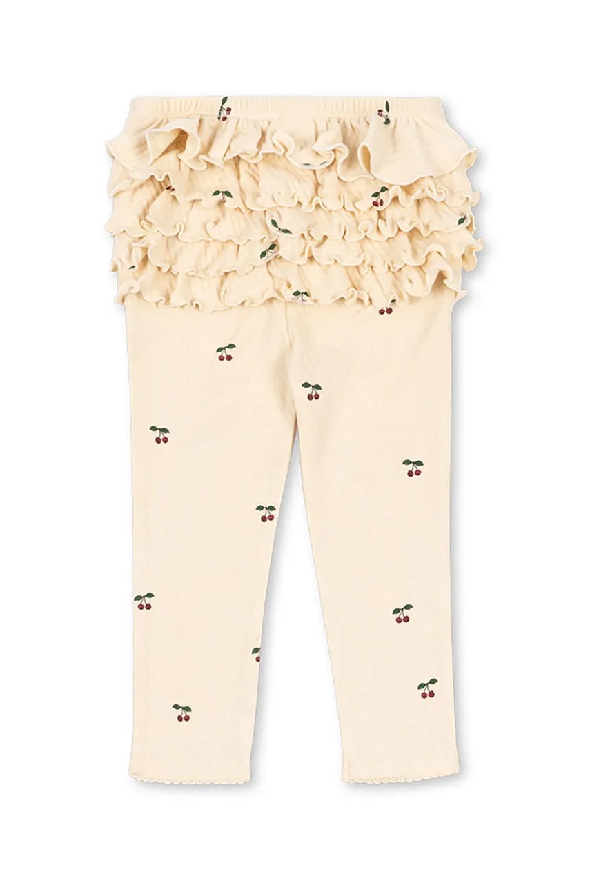 Детские хлопковые леггинсы Konges Sløjd SUI FRILL PANTS GOTS цвет бежевый KS104003