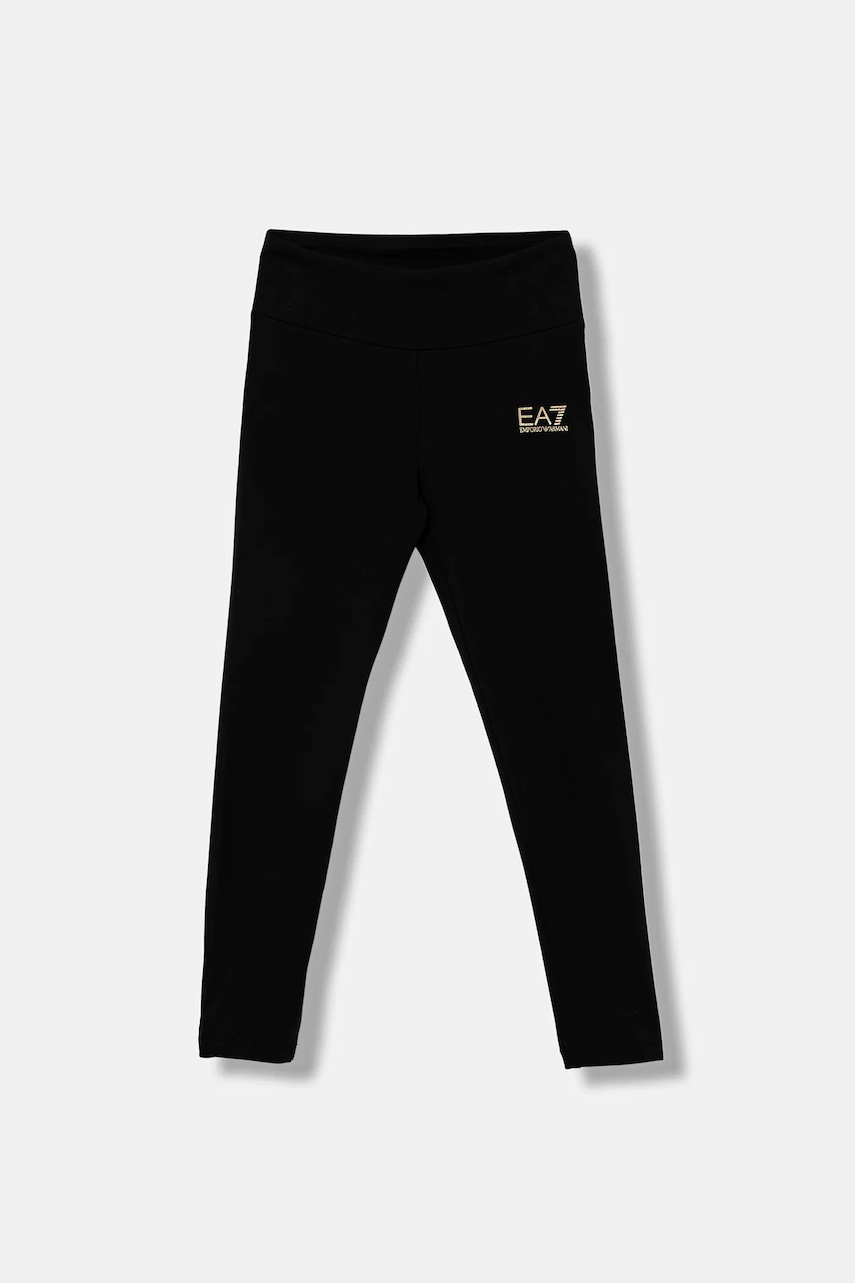 Levně Dětské legíny EA7 Emporio Armani černá barva, s potiskem, 7G000171 AF12484