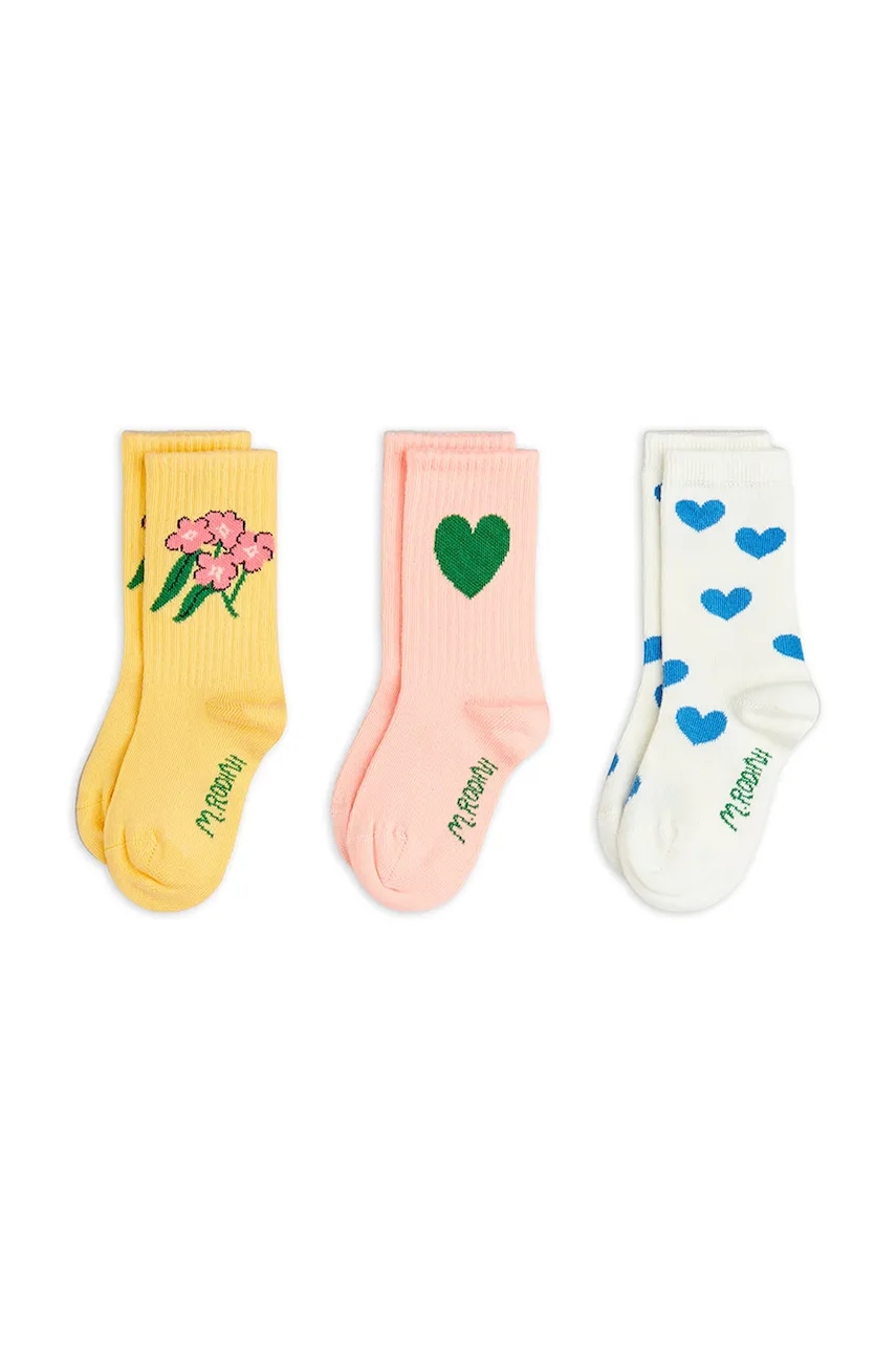 Levně Dětské ponožky Mini Rodini Alpine flowers 3-pack růžová barva, 25760115