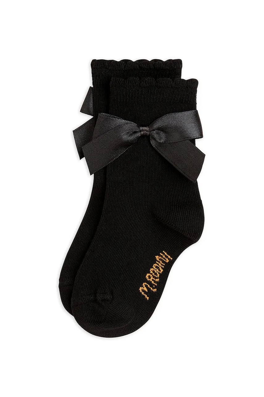 Levně Dětské ponožky Mini Rodini Satin bow černá barva, 25760120