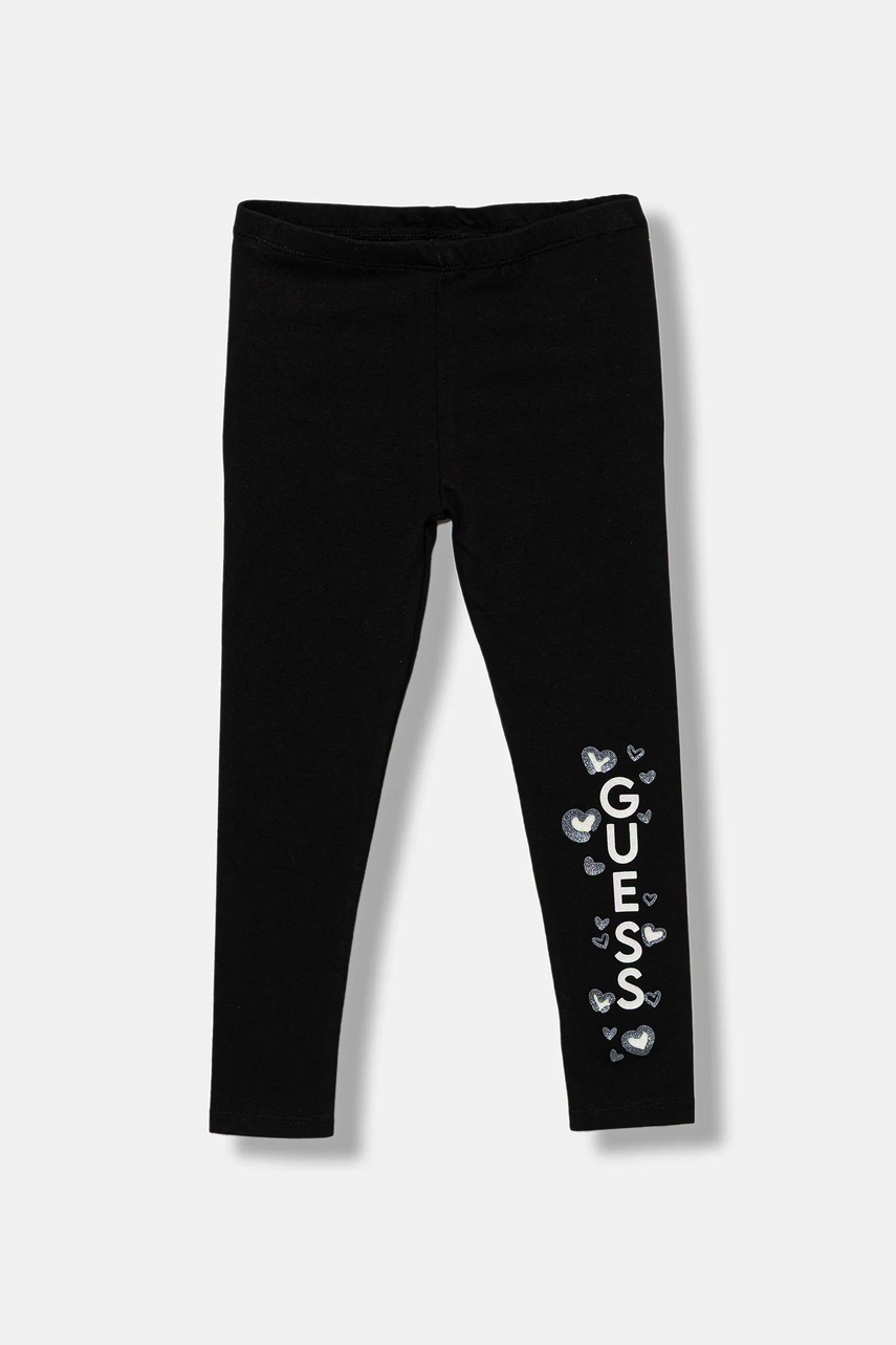 Levně Dětské legíny Guess černá barva, s potiskem, K5BB02 J1314
