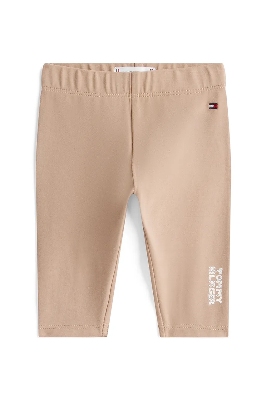 Levně Kojenecké legíny Tommy Hilfiger hnědá barva, KN0KN02074