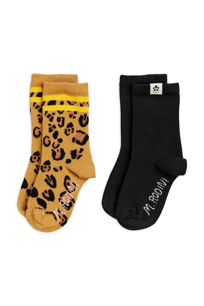 Levně Dětské ponožky Mini Rodini Leopard 2-pack černá barva, 10000158