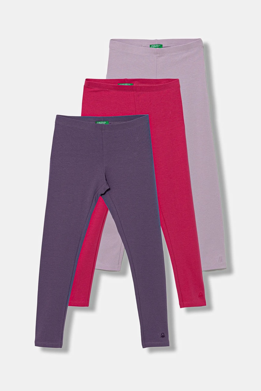 Levně Dětské legíny United Colors of Benetton 3-pack růžová barva, 3MT1CF06P