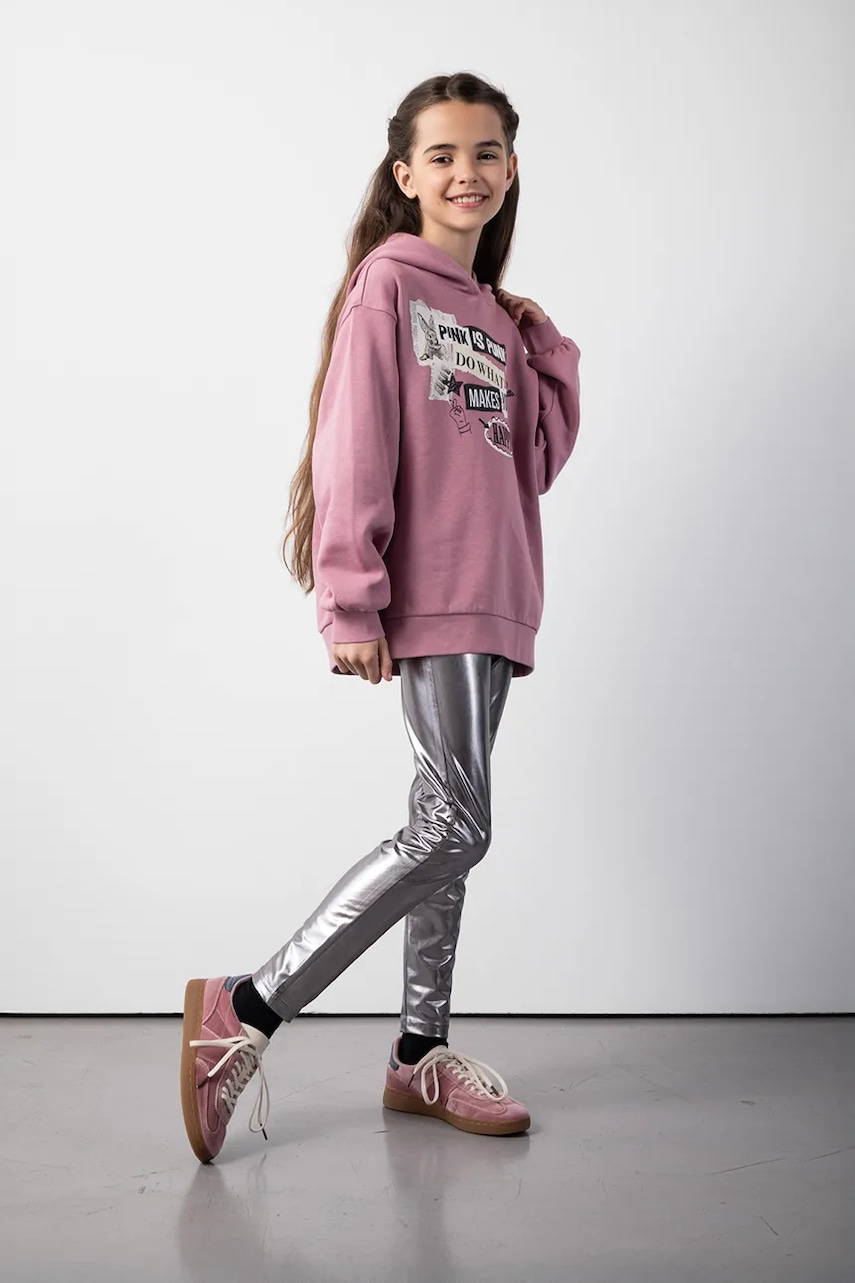 Levně Dětské legíny Coccodrillo stříbrná barva, RAVE GIRL JUNIOR