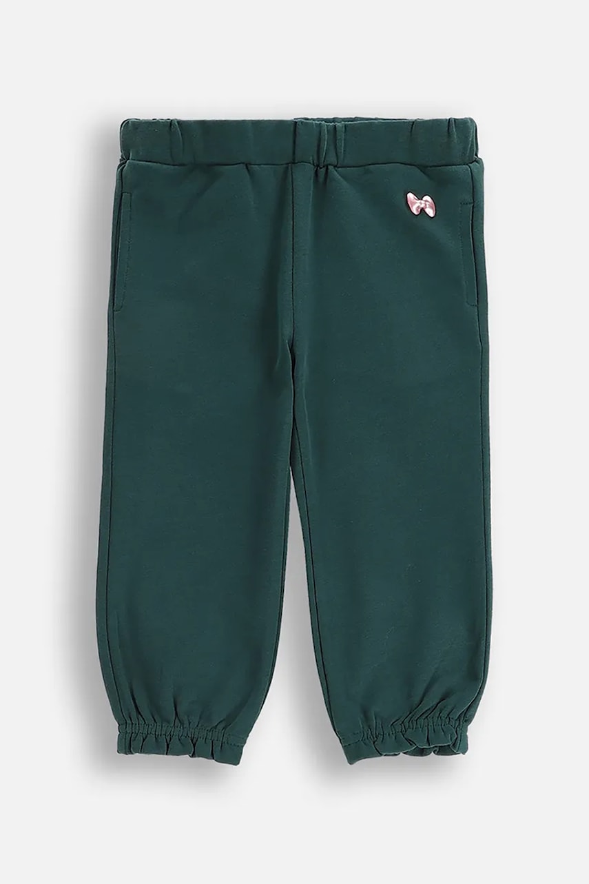 Coccodrillo pantaloni de bumbac pentru copii culoarea verde, uni, HAPPY PUPPY GIRL NEWBORN