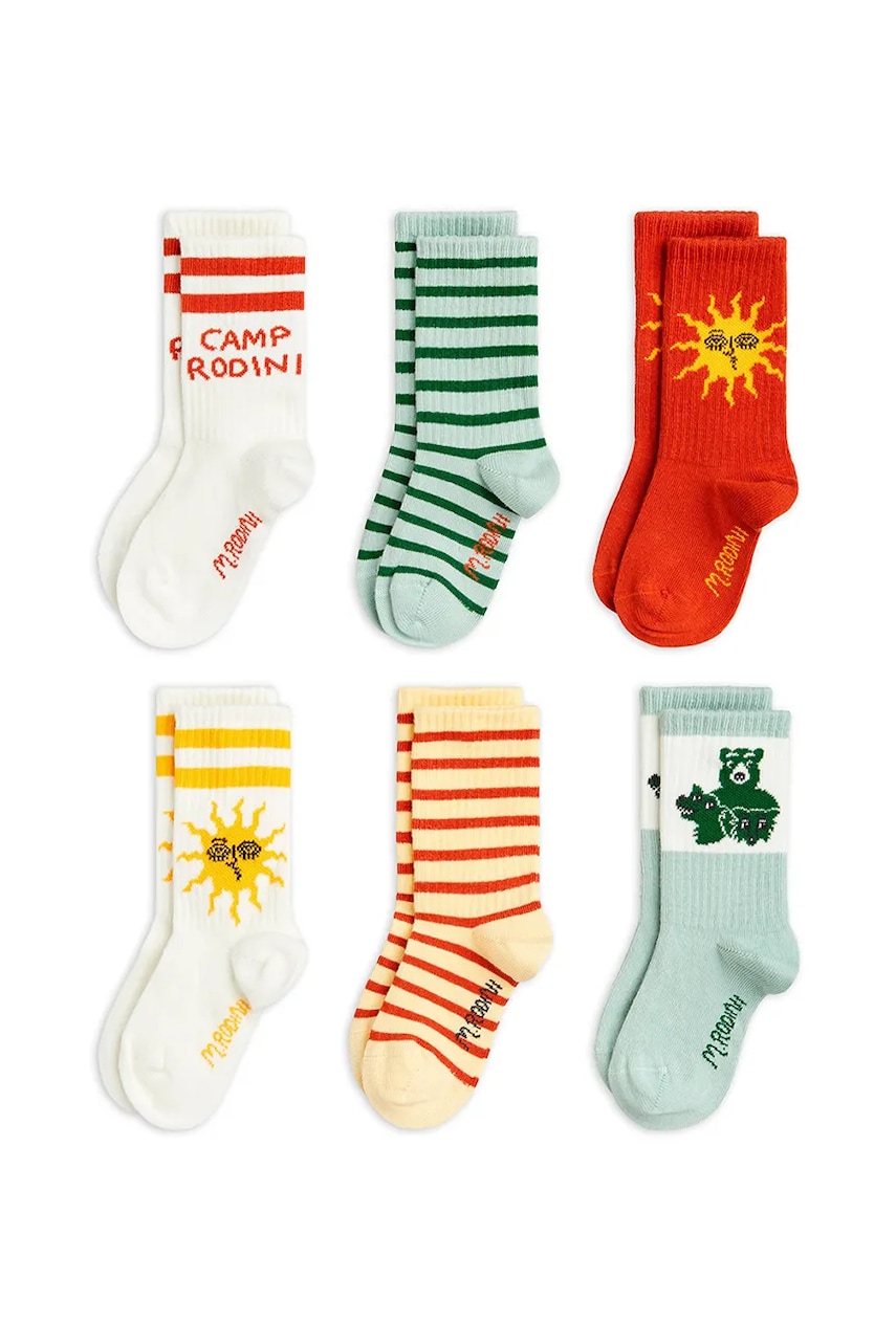 Mini Rodini șosete copii Camp Rodini 6-pack culoarea alb, 2566010600