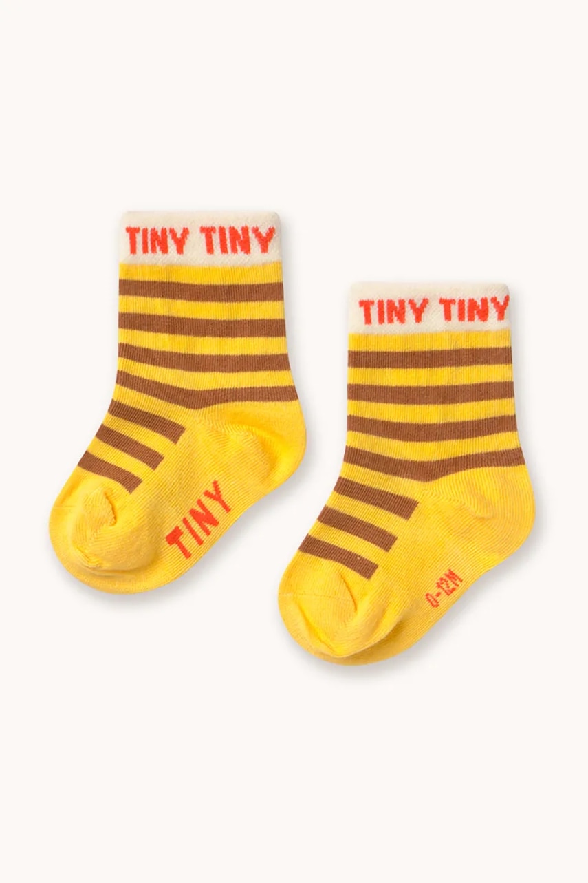 Levně Dětské ponožky Tinycottons STRIPES SHORT HEIGHT SOCKS žlutá barva, AW25-487