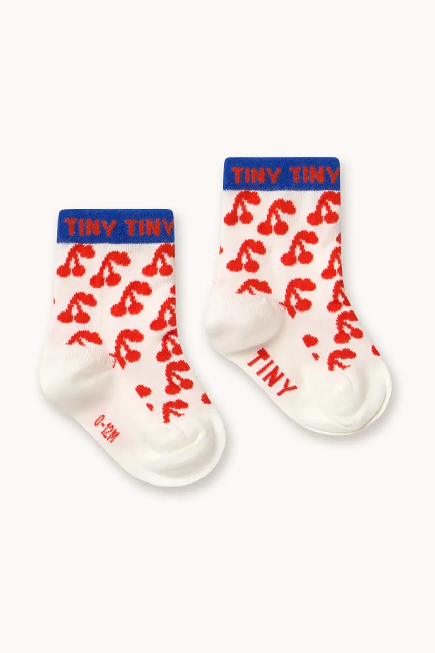 Дитячі шкарпетки Tinycottons CHERRIES MEDIUM SOCKS колір білий AW25-501
