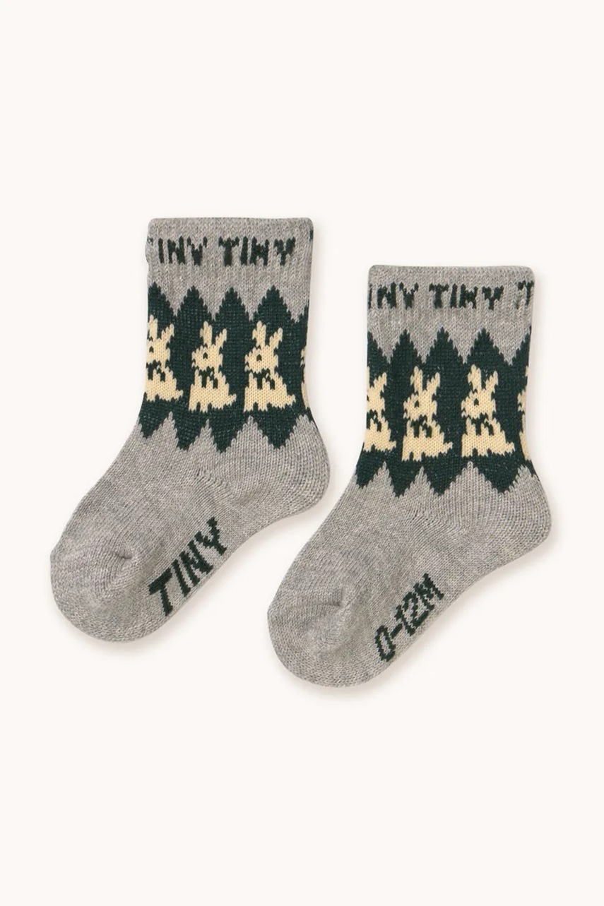 Levně Dětské ponožky s vlnou Tinycottons RABBITS WOOL MEDIUM SOCKS šedá barva, AW25-536