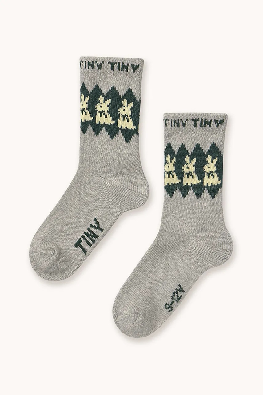 Levně Dětské ponožky s vlnou Tinycottons RABBITS WOOL MEDIUM SOCKS šedá barva, AW25-537