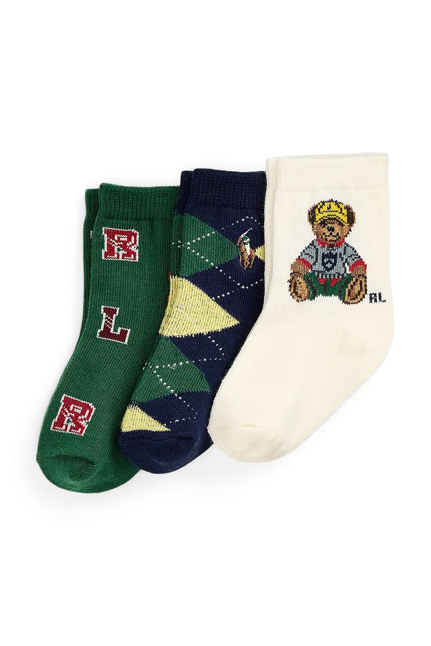 Levně Dětské ponožky Polo Ralph Lauren 3-pack tmavomodrá barva, 441P03153001