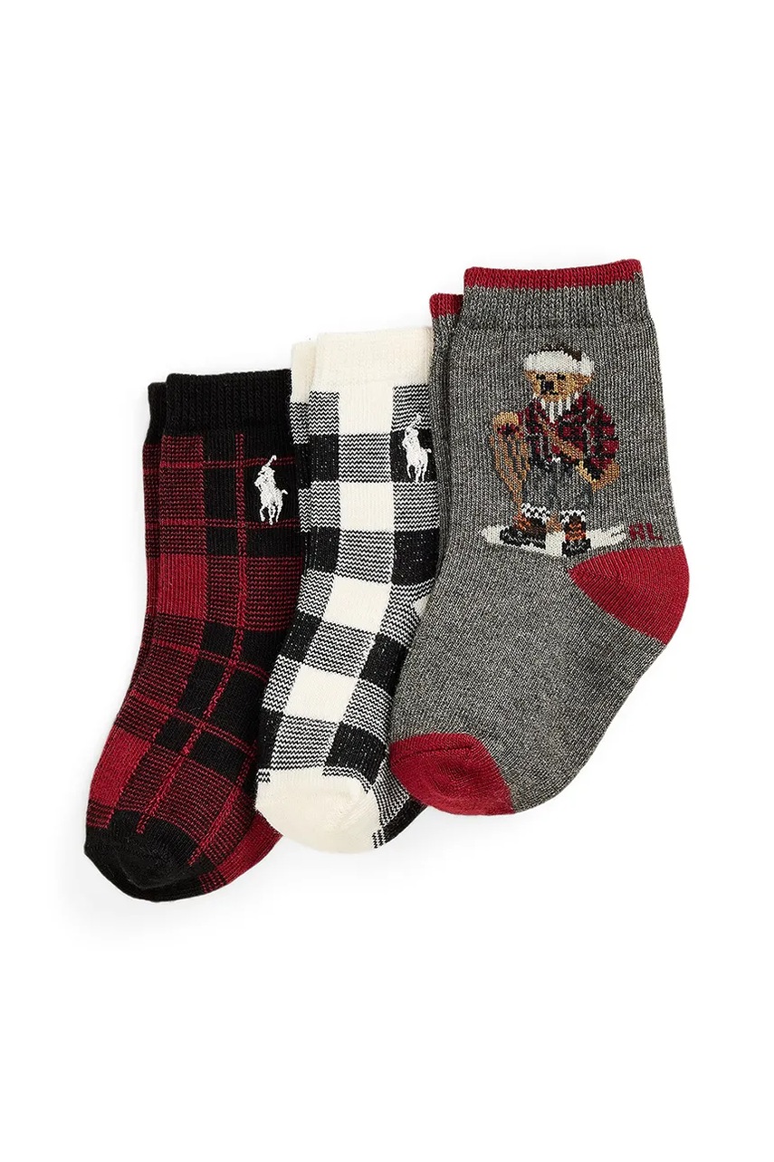 Levně Dětské ponožky Polo Ralph Lauren 3-pack šedá barva, 441P03158001