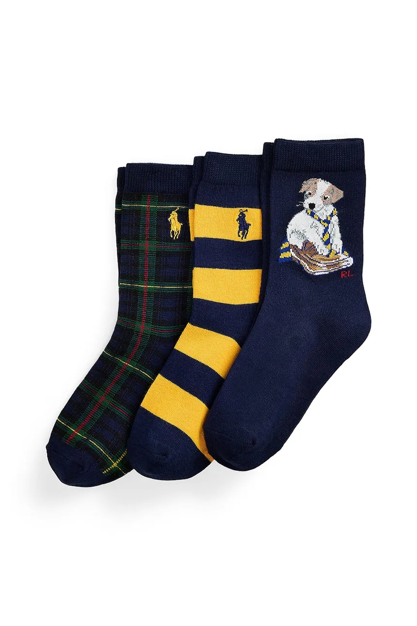 Levně Dětské ponožky Polo Ralph Lauren 3-pack tmavomodrá barva, 443P03154001
