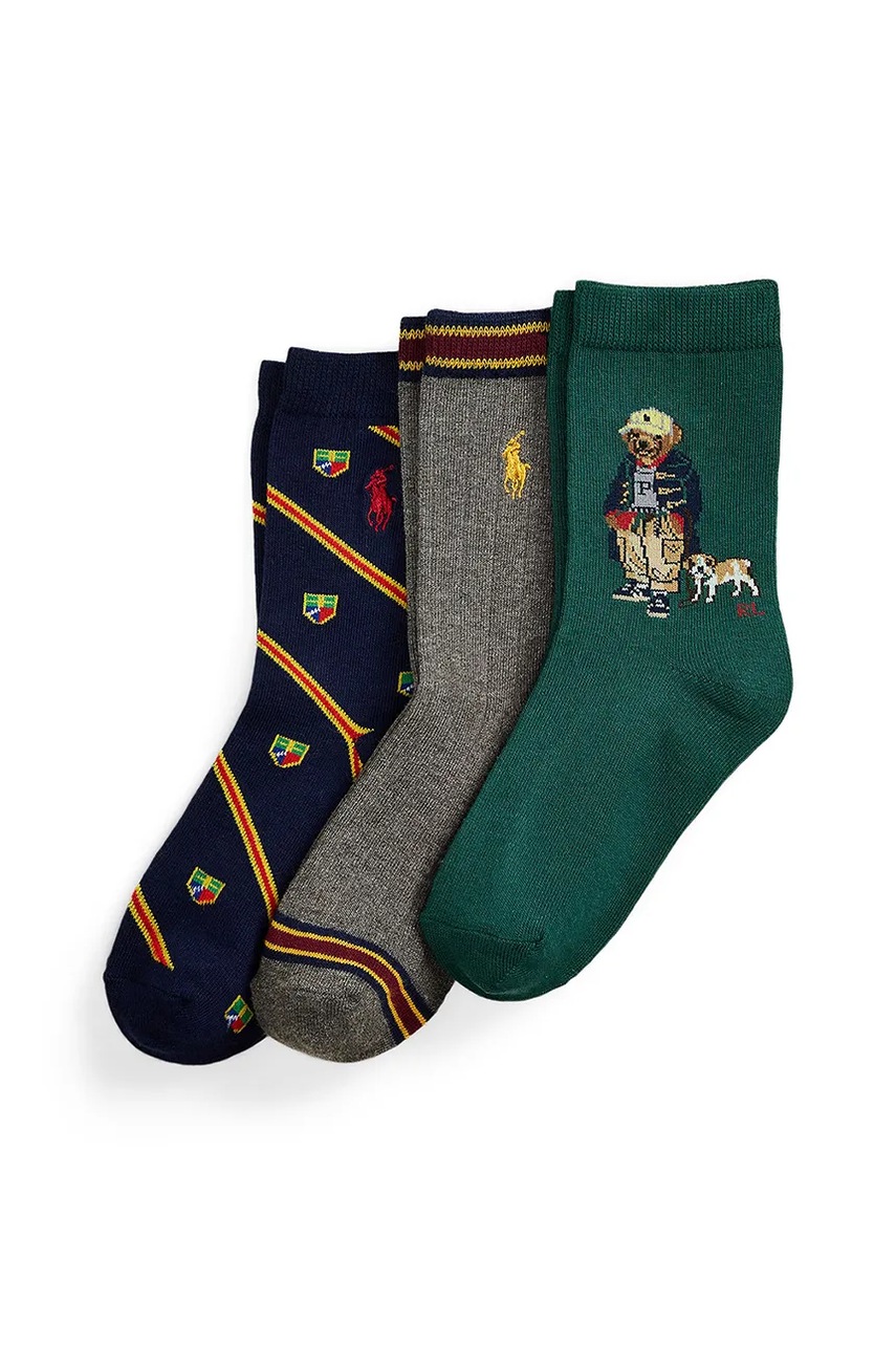 Levně Dětské ponožky Polo Ralph Lauren 3-pack zelená barva, 443P03160001