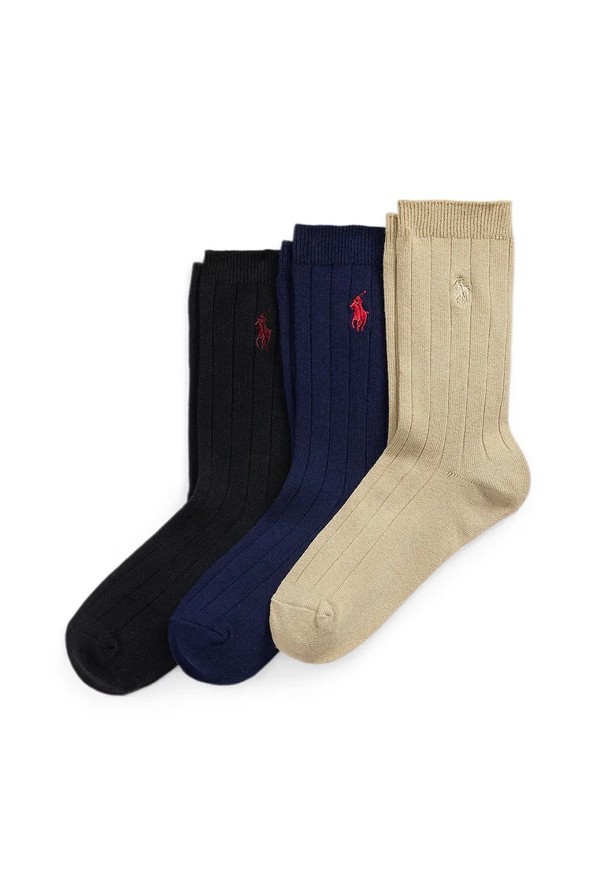 Levně Dětské ponožky Polo Ralph Lauren 3-pack tmavomodrá barva, 444979301001