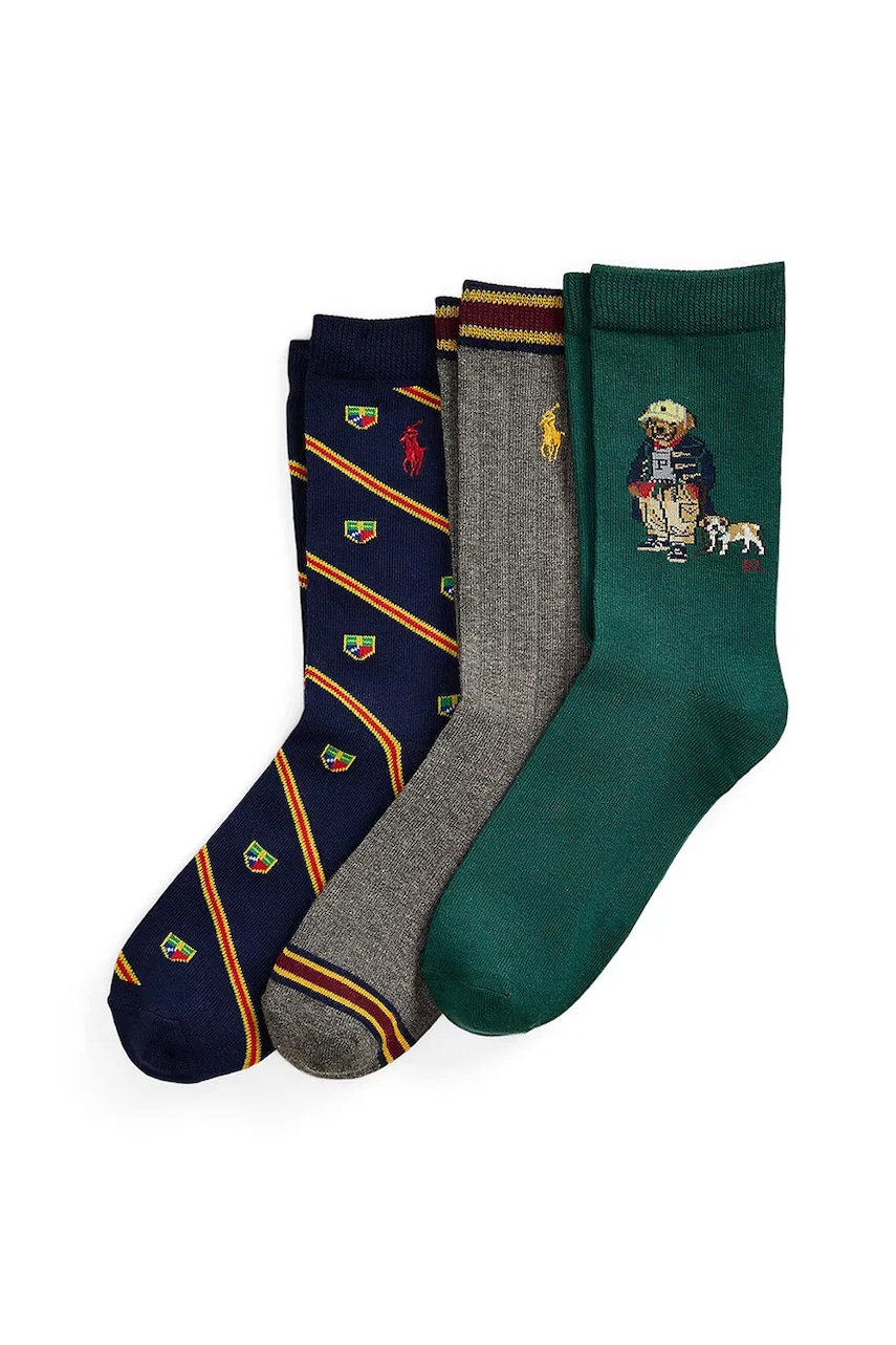 Levně Dětské ponožky Polo Ralph Lauren 3-pack zelená barva, 444P03160001