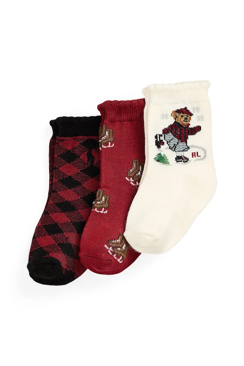 Детские носки Polo Ralph Lauren цвет бордовый 445P03255001 Детские носки Polo Ralph Lauren цвет бордовый 445P03255001