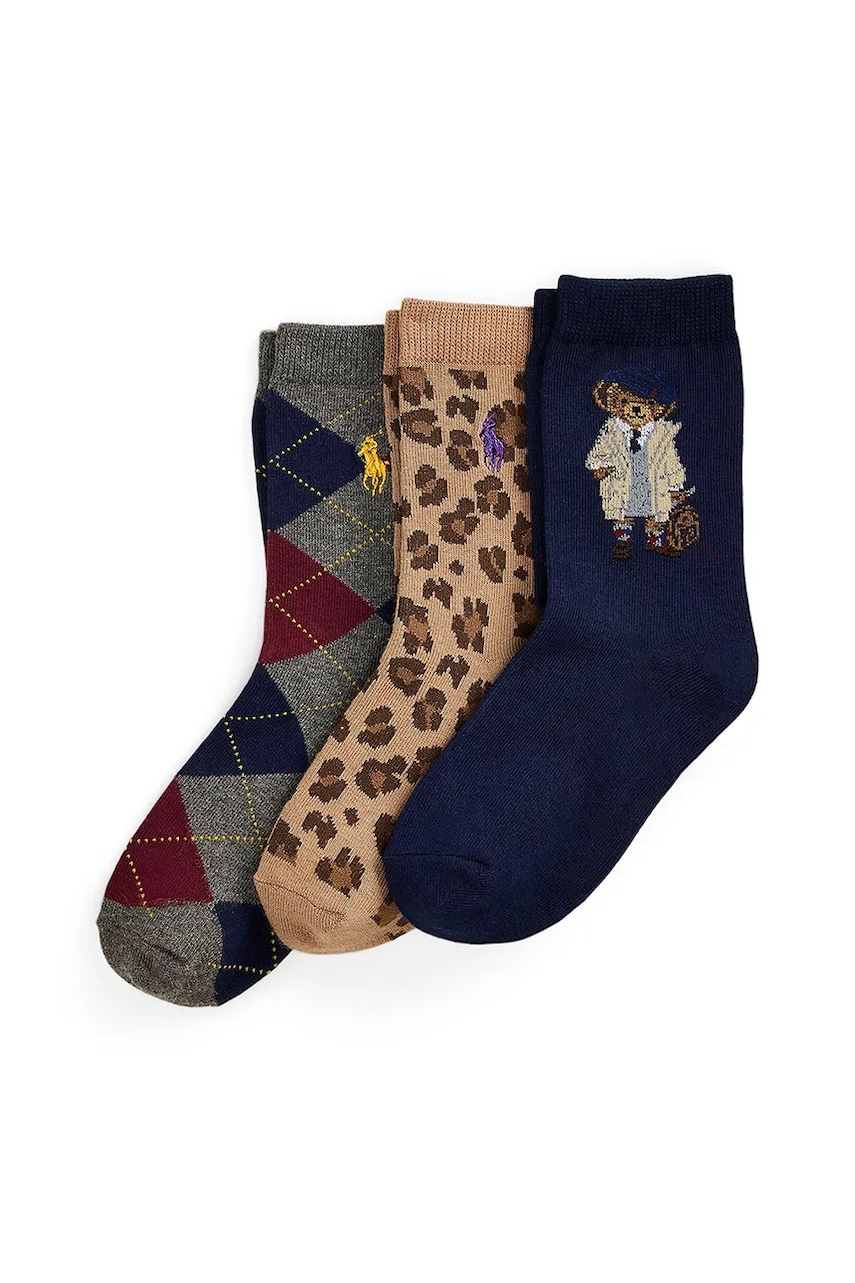 Levně Dětské ponožky Polo Ralph Lauren 3-pack tmavomodrá barva, 446P03258001