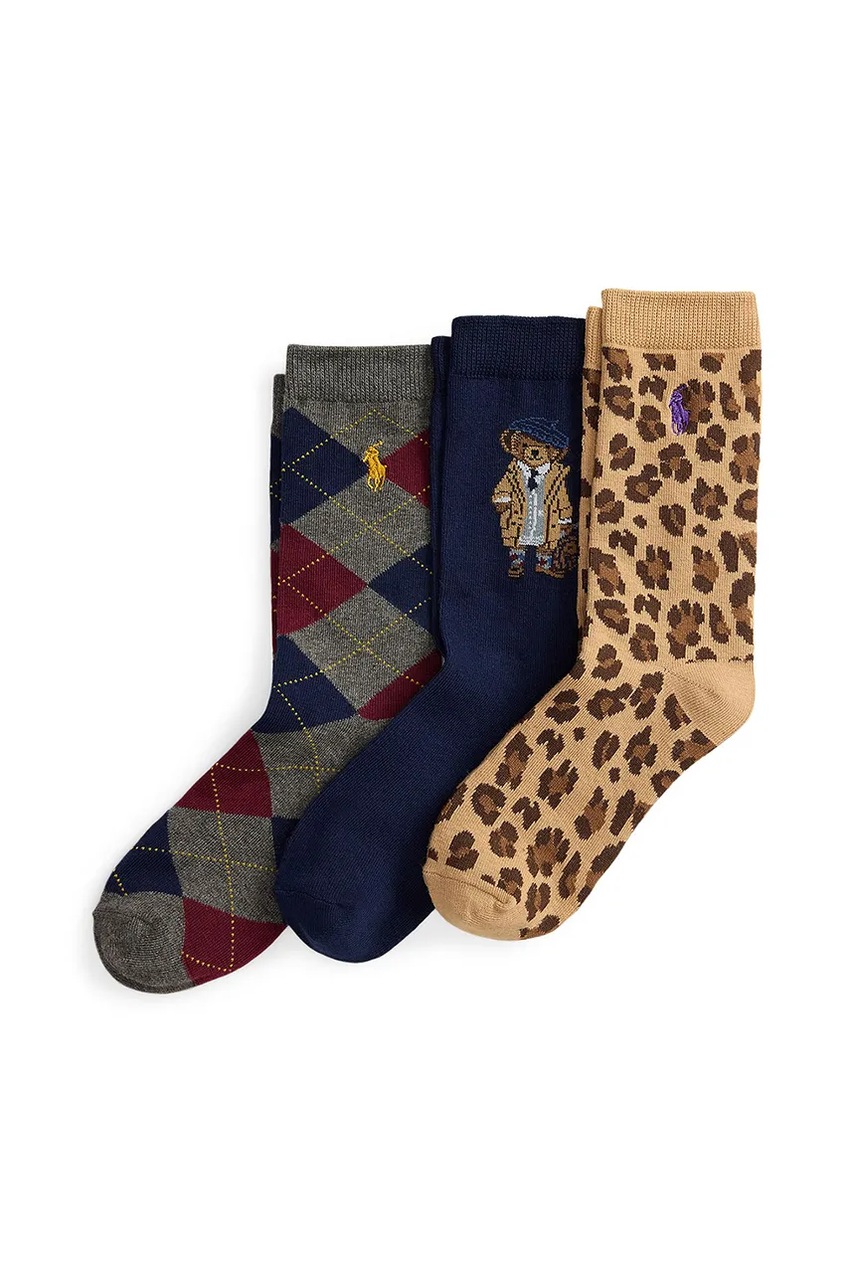 Levně Dětské ponožky Polo Ralph Lauren 3-pack tmavomodrá barva, 448P03258001