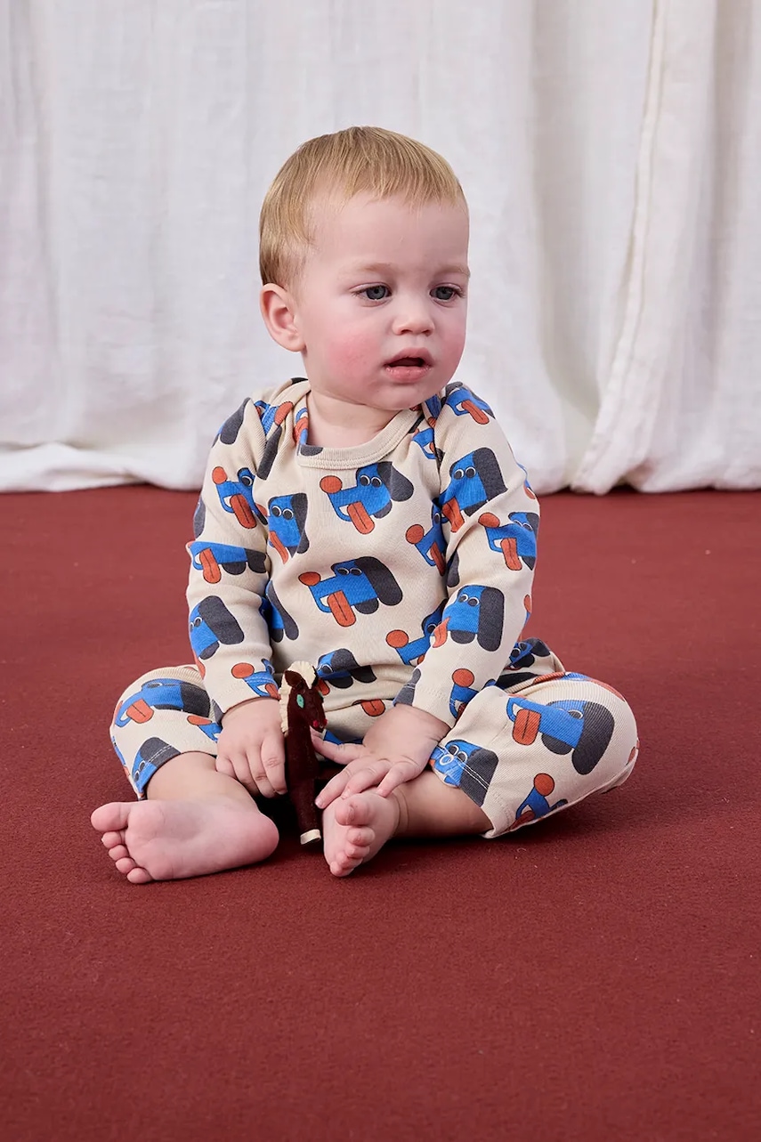 Bobo Choses leggins bebe Doggy Mate culoarea bej, cu imprimeu, 225AB062