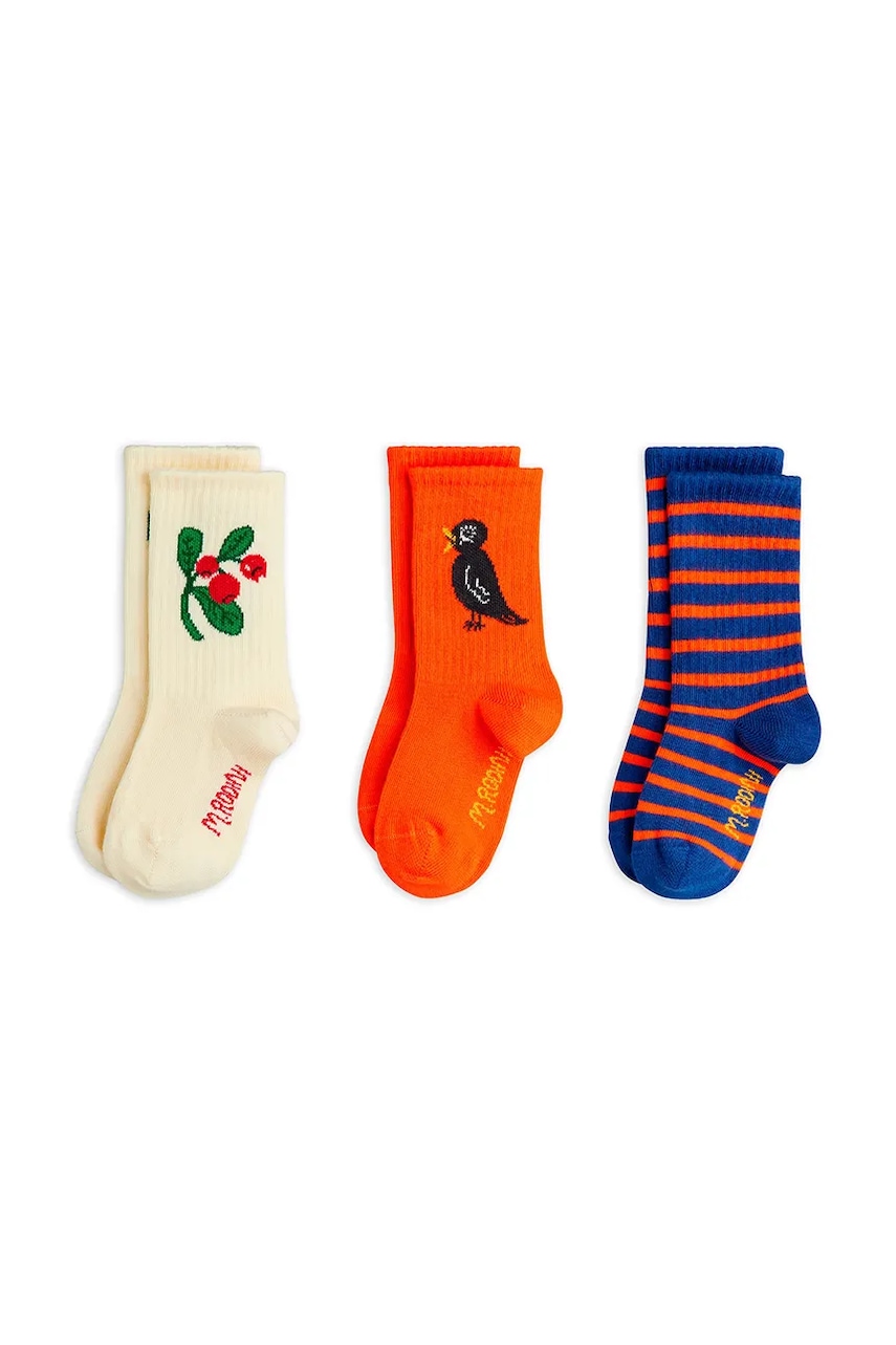 Детские носки Mini Rodini Lingonberries 3 шт цвет белый 25760129 Детские носки Mini Rodini Lingonberries 3 шт цвет белый 25760129