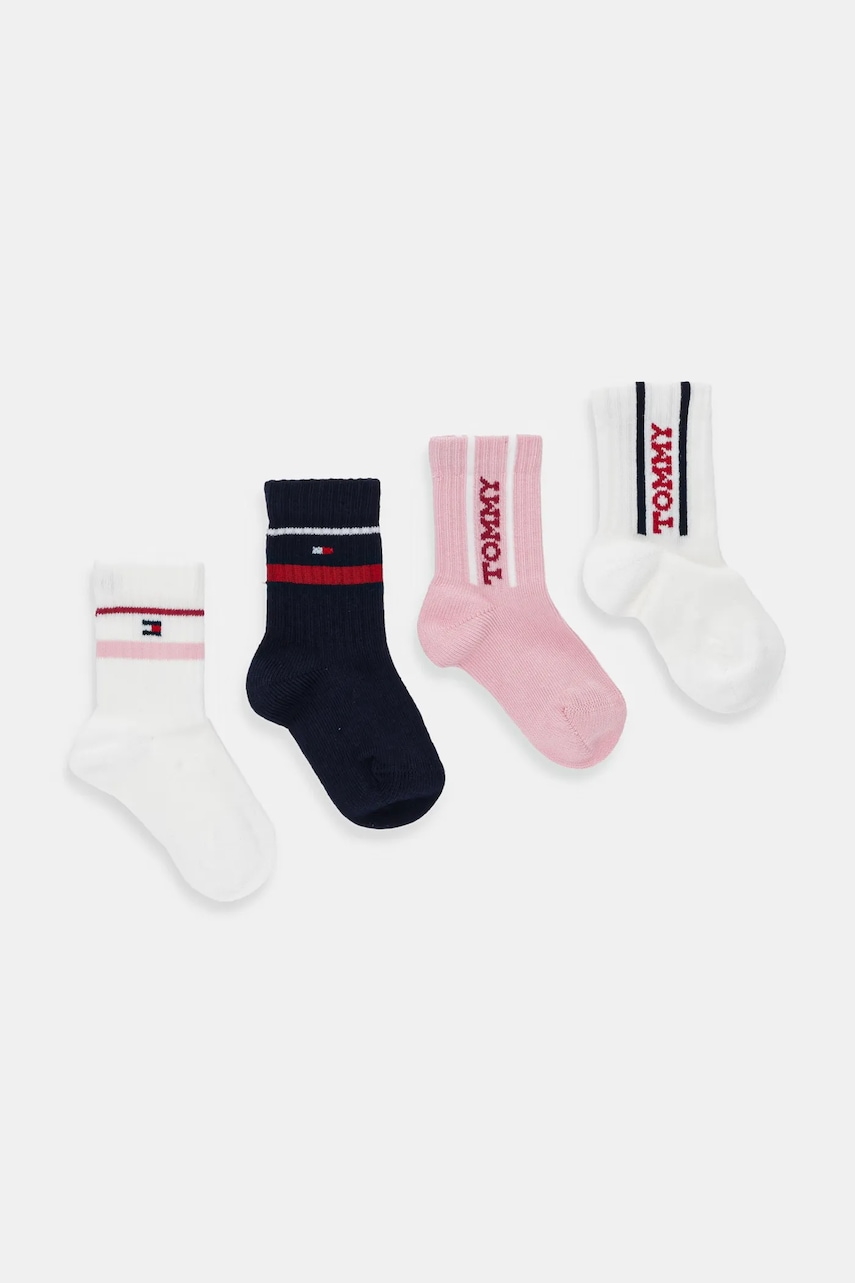 Levně Dětské ponožky Tommy Hilfiger 4-pack růžová barva, 701238180