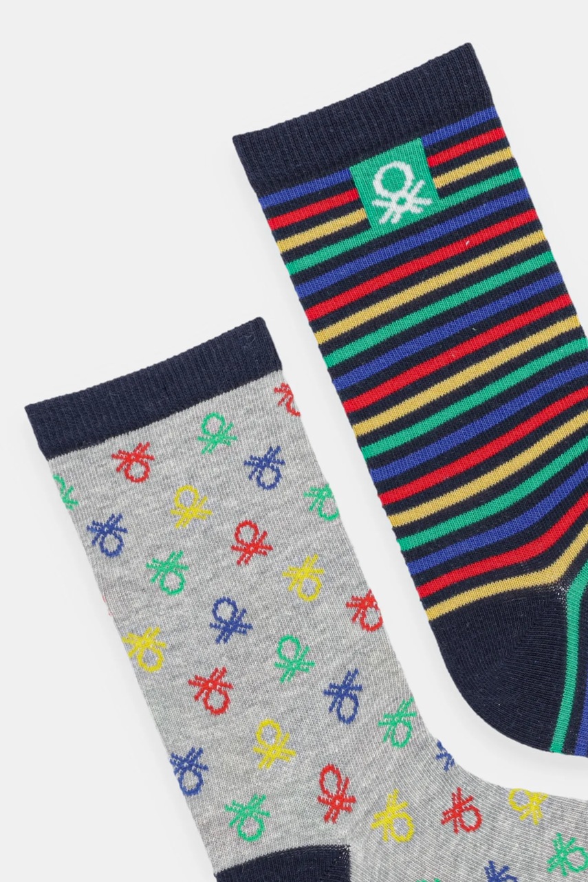 Детские носки United Colors of Benetton 2 шт цвет серый 6AO30704F Детские носки United Colors of Benetton 2 шт цвет серый 6AO30704F