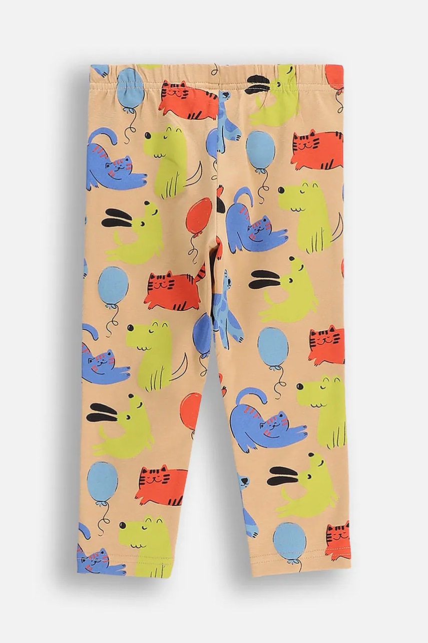 Детские леггинсы с хлопком Coccodrillo цвет бежевый узор BUDDIES BOY NEWBORN