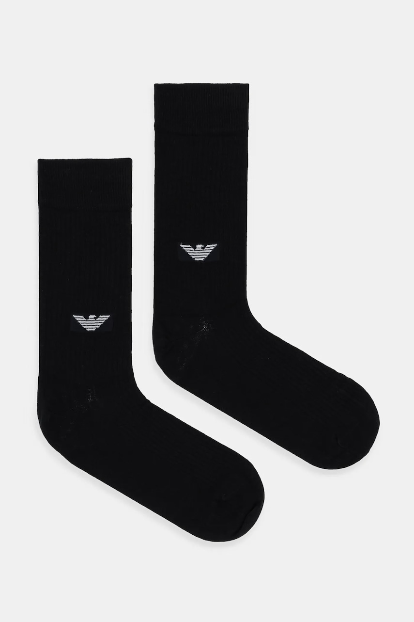 Emporio Armani Underwear șosete 2-pack culoarea negru, EM000543 AF17788