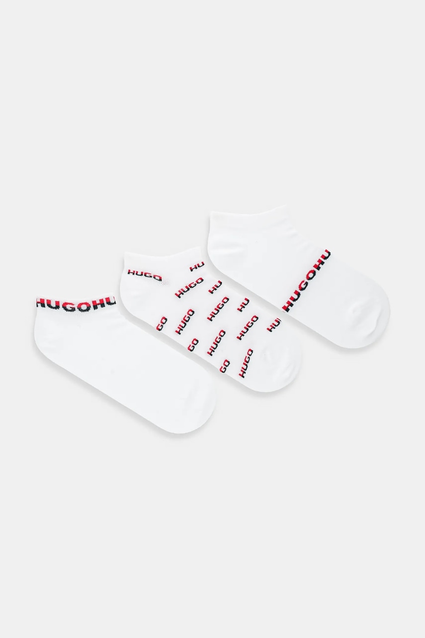 Levně Ponožky HUGO 3-pack pánské, bílá barva, 50543082
