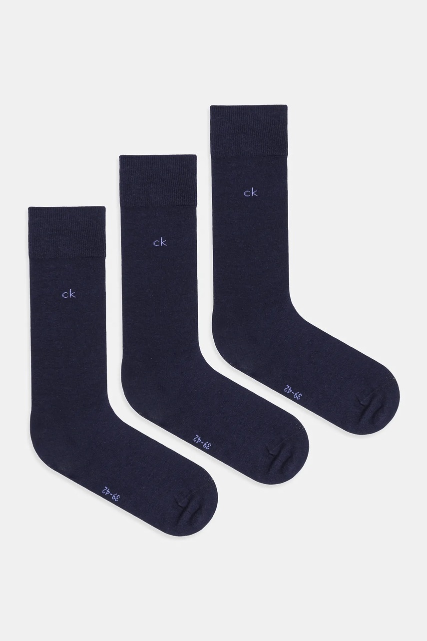 Levně Ponožky Calvin Klein 3-pack tmavomodrá barva, 701234208