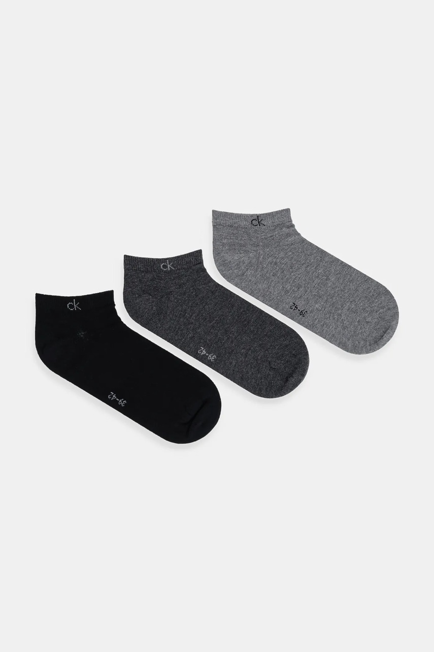 Levně Ponožky Calvin Klein 3-pack šedá barva, 701234366