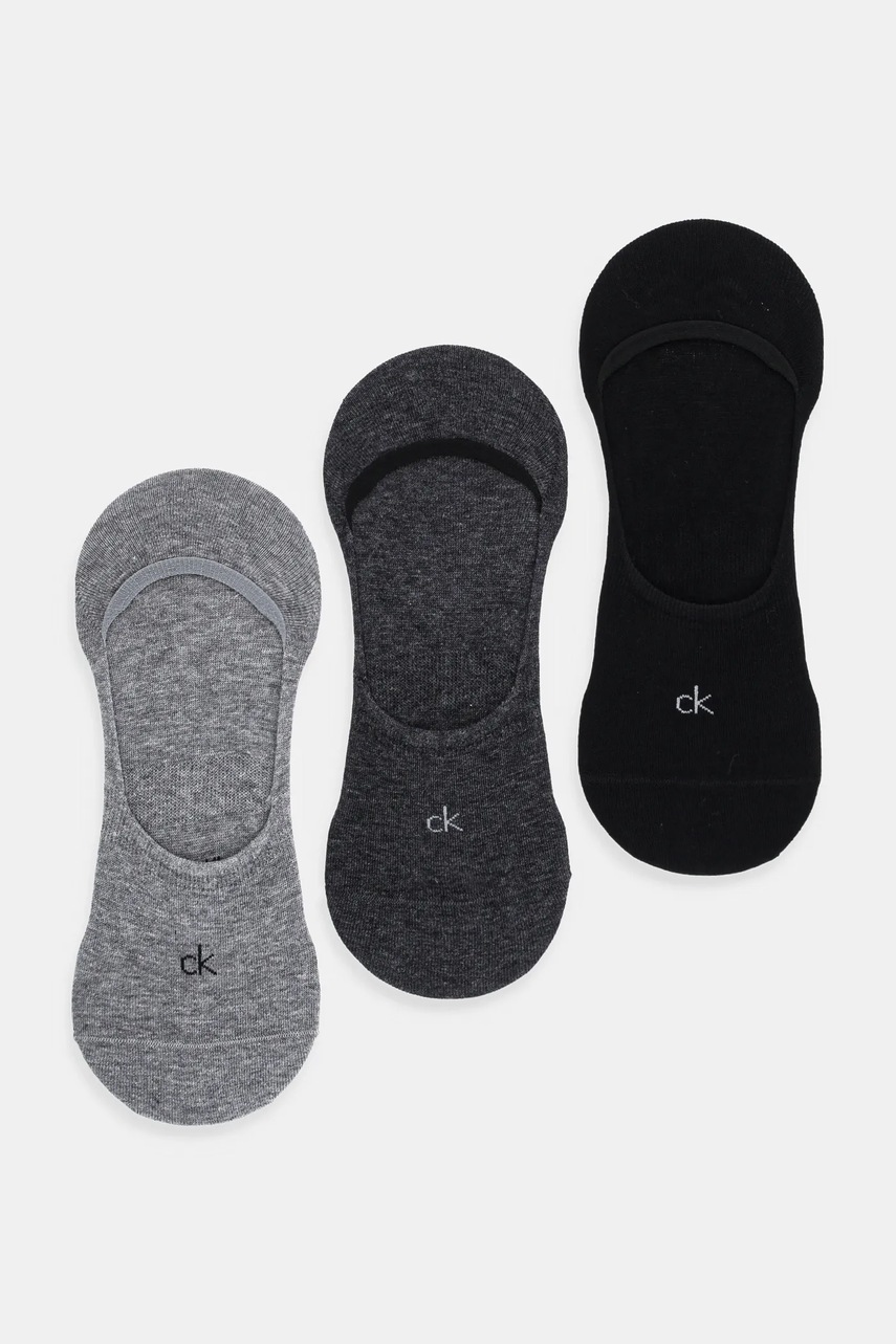 Levně Ponožky Calvin Klein 3-pack šedá barva, 701234367