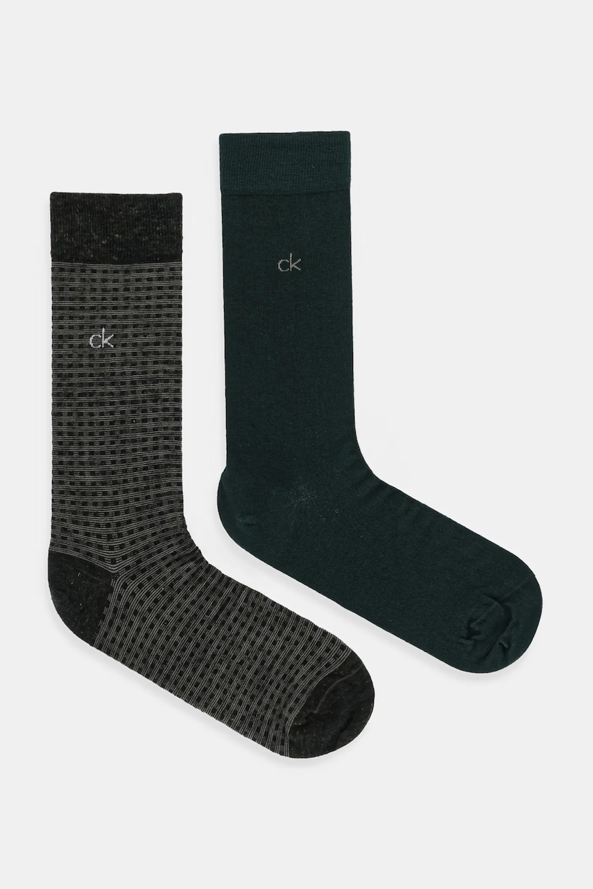 Levně Ponožky Calvin Klein 2-pack zelená barva, 701235971