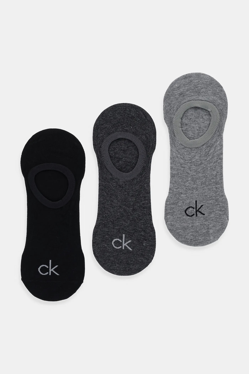 Levně Ponožky Calvin Klein 3-pack šedá barva, 701236412