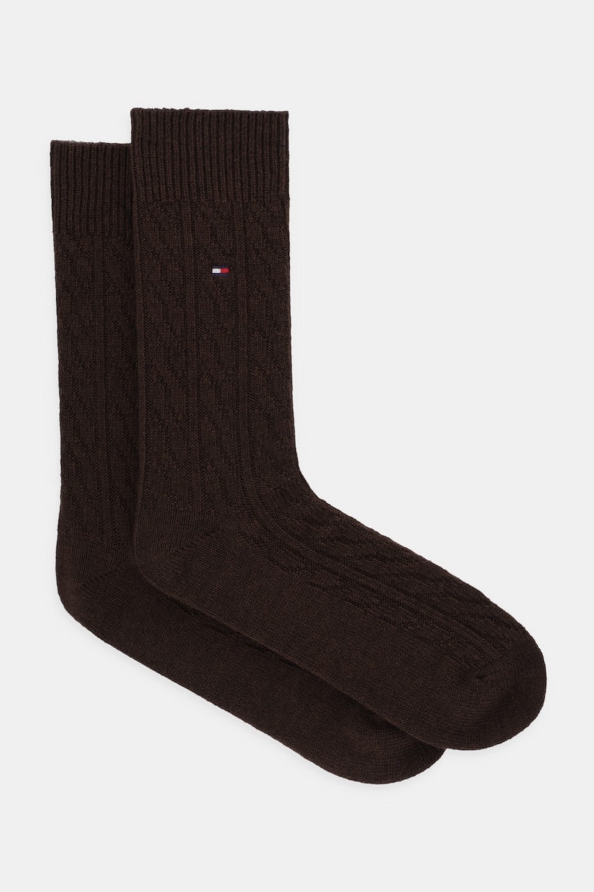 Levně Ponožky s příměsí vlny Tommy Hilfiger hnědá barva, 701236316