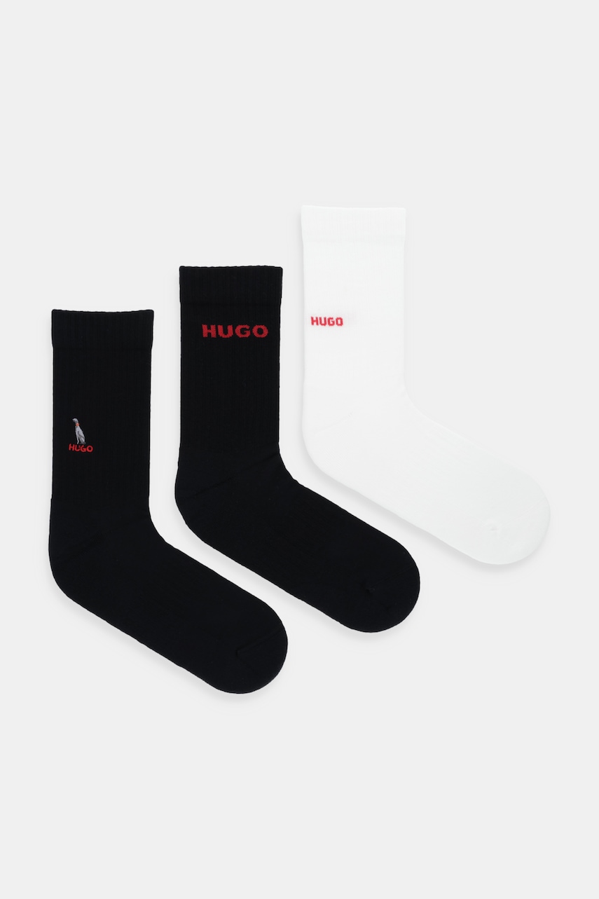 Levně Ponožky HUGO 3-pack černá barva, 50546351