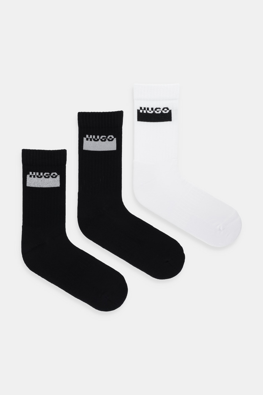 Levně Ponožky HUGO 3-pack černá barva, 50546354