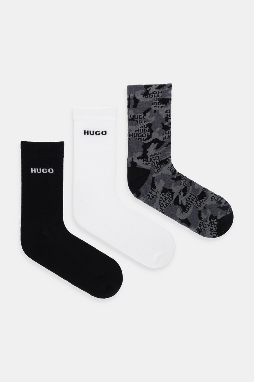 Levně Ponožky HUGO 3-pack černá barva, 50546476