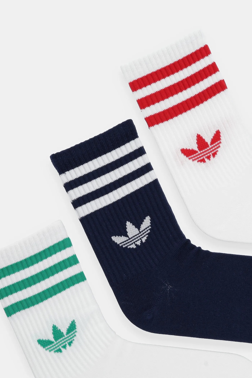 Носки adidas Originals 3-Stripes 3 шт цвет белый JV7408 Носки adidas Originals 3-Stripes 3 шт цвет белый JV7408