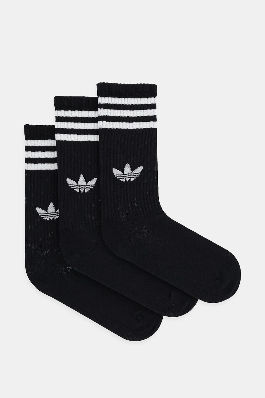 Levně Ponožky adidas Originals 3-Stripes 3-pack černá barva, JV7417