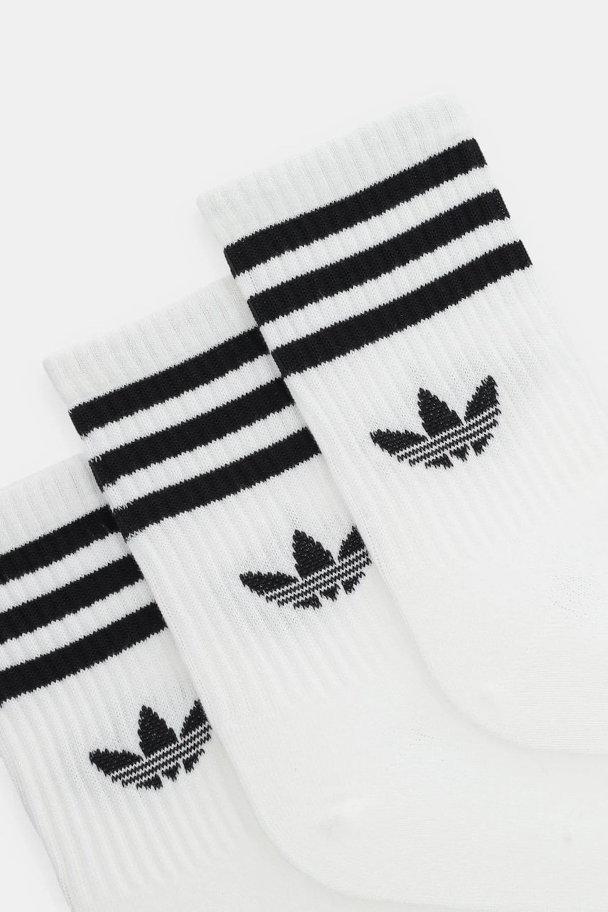 Носки adidas Originals 3-Stripes 3 шт цвет белый JZ4932 Носки adidas Originals 3-Stripes 3 шт цвет белый JZ4932