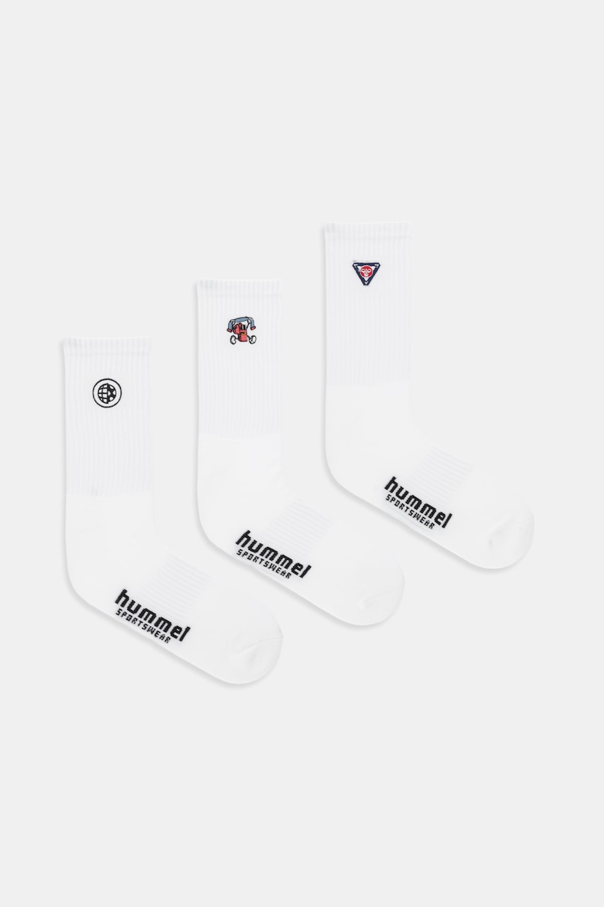 Hummel șosete 3-pack culoarea alb, 230010