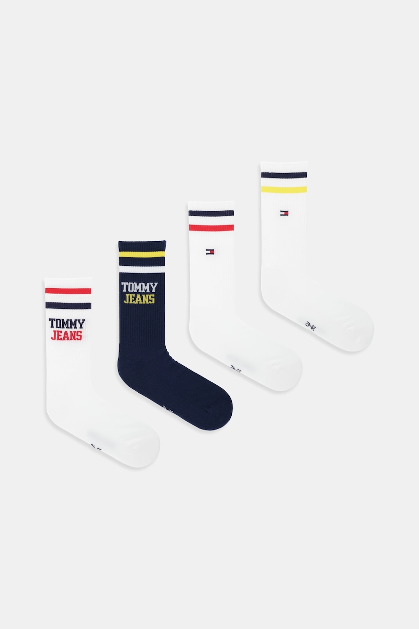 Tommy Jeans șosete 4-pack culoarea alb, 701238221