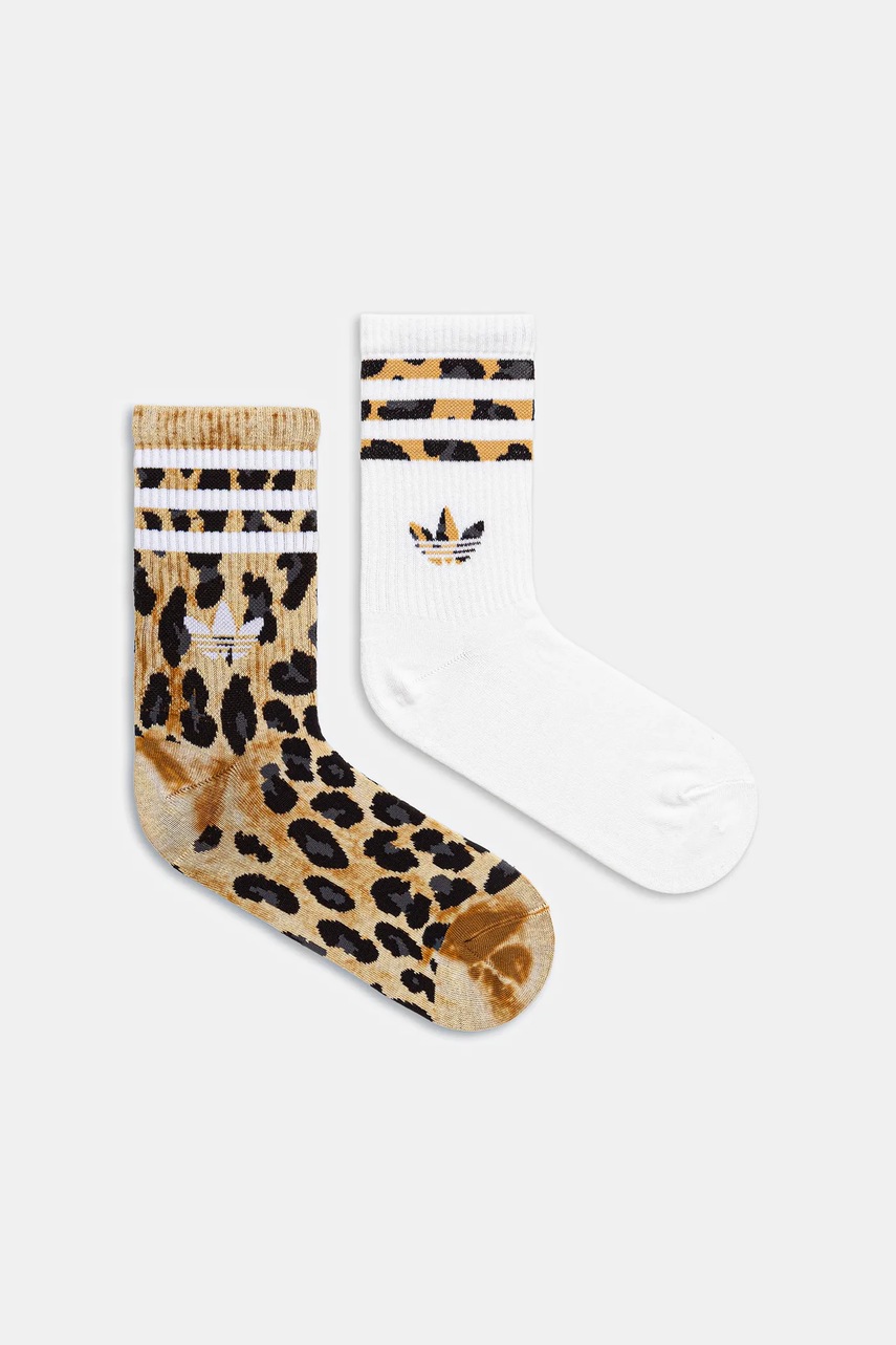 Levně Ponožky adidas Originals Leo Crew 2-pack hnědá barva, JV7855