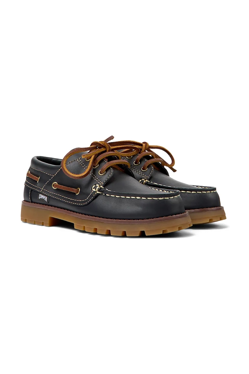 Детские кожаные мокасины Camper Compas Kids цвет чёрный K800416 Детские кожаные мокасины Camper Compas Kids цвет чёрный K800416