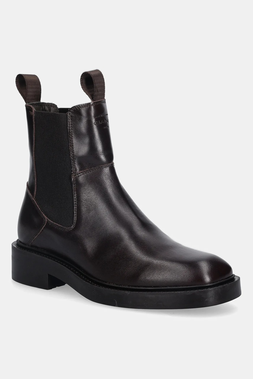 Gant ghete chelsea de piele Fallwi culoarea maro, cu toc plat, 31541129