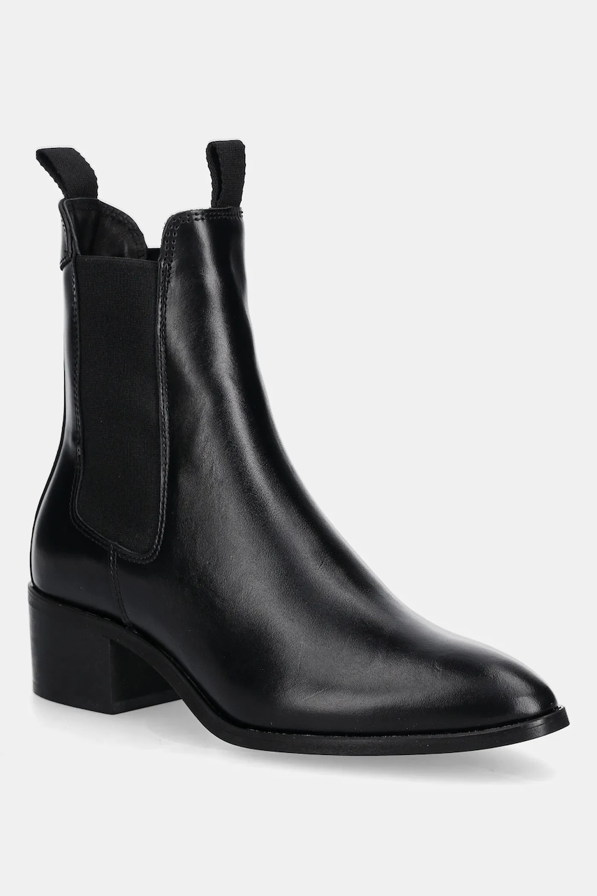 Gant cizme de piele St Broomly culoarea negru, cu toc drept, 31551094